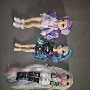 Stylish Doll Trio with Colorful Hair